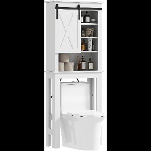 DoneMore® – toiletkast – badkamerkast – schuifdeur – ruimtebesparend – wit – 67 x 25 x 172 cm – 15 kg