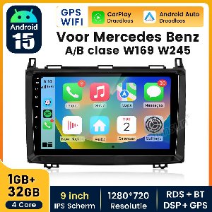 JUNSUN Autoradio voor Mercedes-Benz A/B-klasse W169 W639/W245/VW Crafter/Sprinter 906 GPS-navigatie Android 15 Carplay & Android Auto & BT FM RDS SWC WIFI | 1+32GB