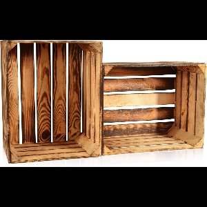 Set van 2 Gevlamde Houten Kisten - Robuuste Opslagkisten (50x40x30 cm)