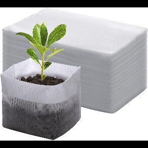 longziming Plantenzakken - Zaadzakken - 200 stuks - Teeltzakken voor Tuinplanten - Zaailingen - Vetplanten - Witte Groei Zak - 14*16CM