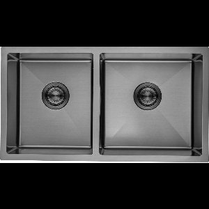 LOMAZOO Vermont RVS Dubbele Spoelbak Keuken & Wasbak - Gootsteen - Duurzaam en Onderhoudsvriendelijk - 815x450x200mm - Inclusief Accessoires