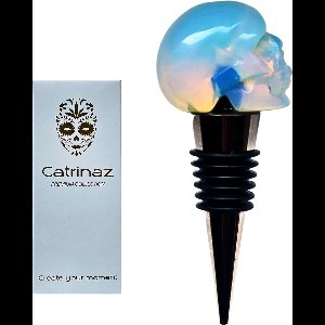 Premium Flessenstop met Skull van Opaal – 100% Natuursteen –Wijnstopper – Giftbox – Uniek Cadeau – Catrinaz®