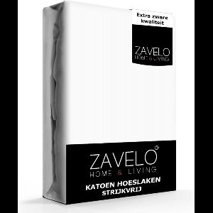 Zavelo Hoeslaken Katoen Strijkvrij Wit - 1-persoons (90x220 cm) - Hoogwaardige Kwaliteit - Rondom Elastisch - Perfecte Pasvorm