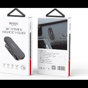 Yesido - 360 Graden Draaibare Magnetische Telefoonhouder - Silver - Drempel Proof - Sterke Magneet - Met Plakstrip - Inclusief 2 Magneten voor Telefoon - Makkelijk Te Bevestigen - Auto - Dashboard - Keuken - Kantoor -