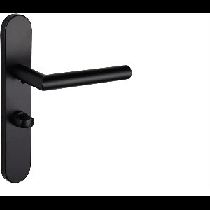 Lavuzo deurkruk Mantua Zwart met afgerond schild WC63/8 badkamersluiting | Per set | Deurklink met schild