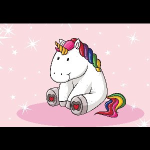 Fotobehang - Vlies Behang - Unicorn en Sterren op een Roze Achtergrond - 208 x 146 cm