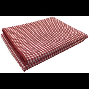 Tafelkleed – Rood-Wit Fijn Geruit – 140x360cm - 0,5 cm Ruit – Strijkvrij – Brabants Bont - Met Biesband – Voor Binnen & Buiten