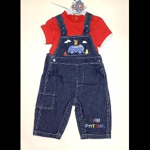 Paw Patrol tuinpak / salopette - geborduurd - rood - maat 68/74 (71 cm)