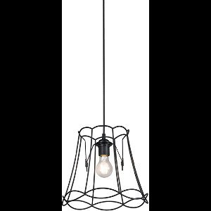 QAZQA granny frame - Retro Hanglamp - 1 lichts - Ø 300 mm - Zwart - Woonkamer | Slaapkamer | Keuken