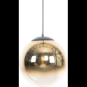 QAZQA pallon - Art Deco Hanglamp - 1 lichts - Ø 33 cm - Zwart Goud - Woonkamer | Slaapkamer | Keuken