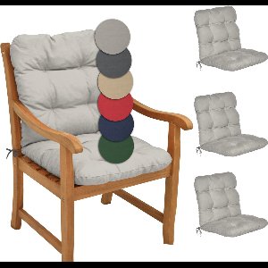 Beautissu Flair NL – Set van 4 Tuinkussen Lage Rug Grijs – 100x50 cm – Zitkussen Matraskussen voor Tuin Meubelen