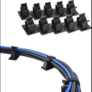 *** Zelfklevende Kabel Organiser - 10 stuks - Zwart - Kabel clips voor meerdere kabels - Kabelhouder - Kabelklem - Kabelgoot - Kabel management - Kabelbeschermer - van Heble® ***