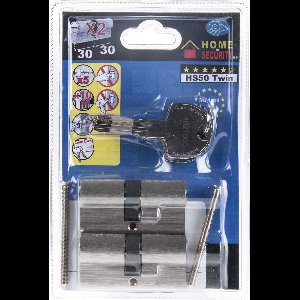 Cylindre Premium HS50 Twin – 30/30 mm – Dubbelzijdige Cilinder – Inclusief 5 Sleutels & Eigendomscertificaat – Beveiligd Slot – Vernikkeld