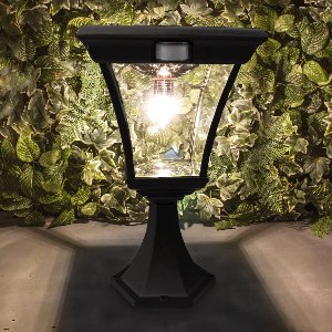 Solar tuinverlichting - Sokkellamp 'London' - Wit licht - Buitenlamp op zonne-energie - Klassieke sokkellamp - Zwart