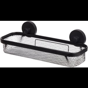 Doucherekje met 2 zuignappen - Zwart - Metaal - Rechthoek - 34 x 13,5 x 11,5 cm