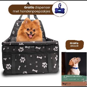 DogSeat® Buddy - Luxe Hondenmand Auto - Autostoel hond - Reisbench hond - Autogordel hond - Zwart-Wit