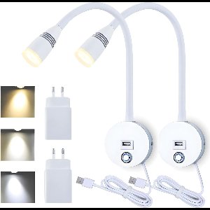 Bedlampjes Hoofdbord - Leeslampjes met Meerdere Standen - Bedlamp Slaapkamer Volwassenen - Wit