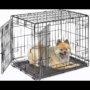 IvoQ Hondenbench M - Zwart - 75.5x47x54.5cm - Dubbele Deur - Opvouwbaar en Duurzaam - Metaal