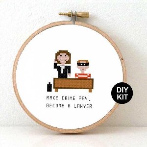 Borduurpakket - advocaat kado voor haar vrouwlijke advocaat collega kado inclusief borduurring, DMC borduurgaren, borduurnaald, Aida borduurstof