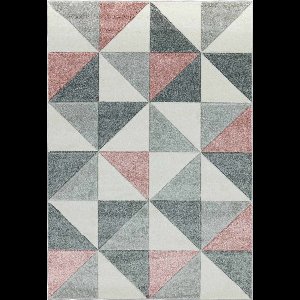 Easy Living - Sketch-Cubic-Pink Vloerkleed - 160x230  - Rechthoek - Laagpolig Tapijt - Modern - Grijs, Roze