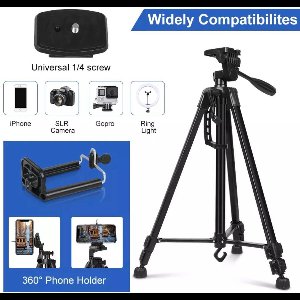 Professioneel Universeel Camera Statief 140Cm Met hendel - Smartphone Tripod - Inclusief Bluetooth Remote Shutter, Telefoonhouder en waterpas, Model VCT-3366 --- HiCHiCO®