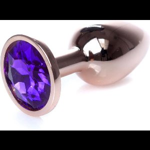 Power Escorts - Unieke Rose Goud kleuringe Plug - Anaal Plug - Buttplug Purple stone - Anal Plug met paarse steen - ideale formaat - 7 CM en lekkere Dia 2,7 cm - met makkelijke bewaar zak
