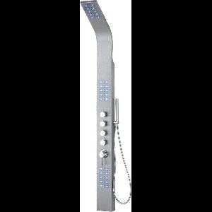 Haviklux Premium Eclipse 145 - Douchepaneel - Thermostatische kraan - LED verlichting - Massagesproeiers - Mat RVS - 145x20 cm - Douchekolom