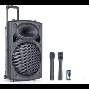 Qtx QR12PABT Mobiele Bluetooth PA Luidspreker Box Accu Trolley USB/SD/VHF 700W