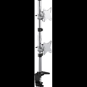 DELTACO ARM-D101, Tafelstandaard met schroefbevestiging voor twee monitoren, 13-23 ", max. 8 kg, zwart / zilver