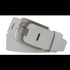 Leren Heren/Dames Riem | 5cm breed | Riemmaat: 105cm (totale lengte: 120cm) | 100% echt leer | Kleur: wit | Nikkelvrije gesp