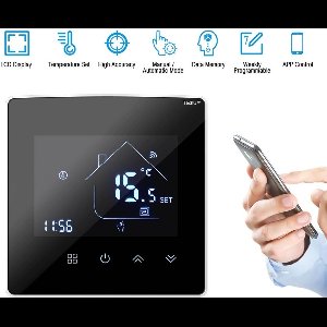 TechU™ Slimme Thermostaat Max – Alleen voor CV-ketel – Wifi & App – Stembediening Google Assistant & Alexa Amazon – Zwart met witte rand