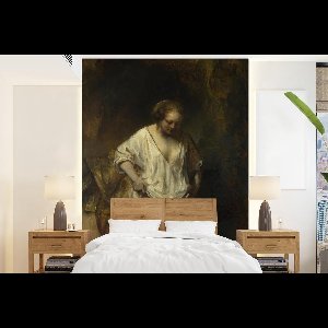 Behang - Fotobehang Badende vrouw - Rembrandt van Rijn - Breedte 205 cm x hoogte 280 cm