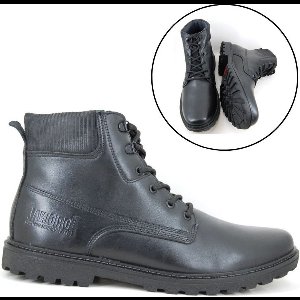 Stravers - Zwarte Leren Heren Boots Maat 49 Grote Maten Veterboots