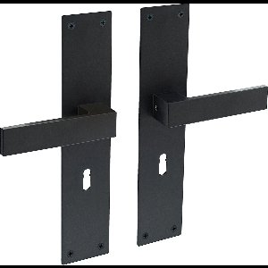 Deurkruk Lavuzo Trapini Zwart | Deurklink op schild SL56 | Per set | Deurkruk