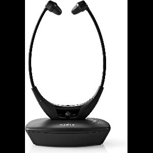 Nedis Draadloze TV-Koptelefoon - RF, frequentie 868 MHz - In-Ear - Batterij 1 werkingstijd standaard verbruik: 270 min - 35 m - Digitale Audio - Laadstation - Balanscontrole - Zwart