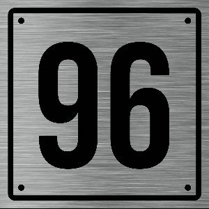 Huisnummerbord 96 - Incl. Schroeven en Pluggen – Acrylaat - 10 x 10 cm - RVS met Zwart