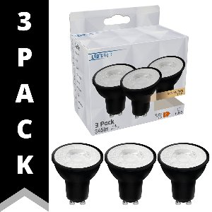 ProLong LED Zwarte GU10 Spotjes - Luxe keramische look - Warm wit - 3.5W 35W - 3 Spots - Ledlamp