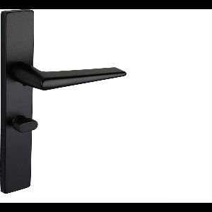 Lavuzo deurkruk Modena Zwart met rechthoekig schild WC63/8 badkamersluiting | Per set