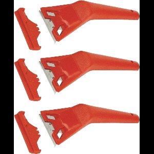 Bruder Mannessmann Glasschraper - 3x - verfkrabber - verwisselbaar blad - kunststof handvat en beschermkap - universeel