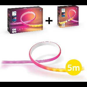 Philips Hue Gradient Lightstrip 5 Meter - Wit en Gekleurd Licht - LED Strip - Incl. Voedingskabel - Hue White and Color Ambiance Gradient