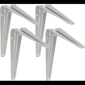 AMIG Plankdrager/planksteun van metaal - 4x - gelakt zilver - H225 x B200 mm