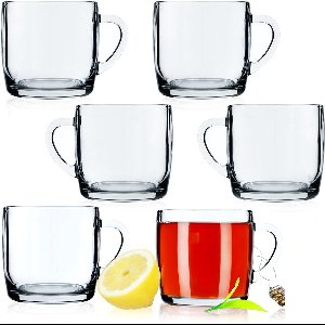 KADAX Theeglazen, set van 6 glazen met handvat, glazen bekers voor 6 personen, vaatwasserbestendig, drinkglazen voor koffie, thee, water, sap, drank, sapglazen, waterglazen, glazenset