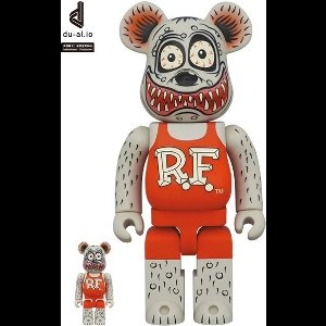 400% & 100% Bearbrick set - Rat Fink by Ed "Big Daddy" Roth (Gray)