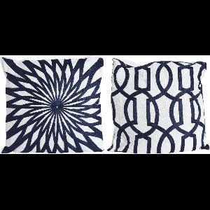 Sierkussen 43x43cm blauw/wit