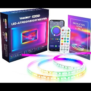 TRANSNECT - LED strip - 1 x 5m – RGB - met App en IR afstandsbediening – zelfklevend – met hoekjes, hangers en connectoren - voor iOS en Android