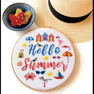 Studio Koekoek - Hello Summer borduurpakket voor volwassenen inclusief 20 cm borduurring en DMC verloopborduurgaren