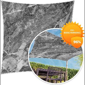 MuchoWow® - Schaduwdoek - Kristallen - Grijs - Zwart - Graniet - 96% UV-bestendig - Hoogwaardig polyester - Zonnedoek - Weerbestendig - Tuin - Tarp - 300x300 cm