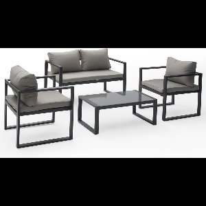 IBIZA tuinset in grijze stof 4 zitplaatsen - aluminium antraciet