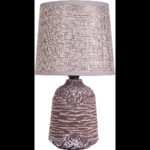 BRUBAKER tafellamp bedlampje - 27,5 cm - grijs bruin - keramische lampvoet met structuur - linnen scherm grijs
