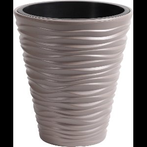 Prosperplast Plantenpot/bloempot Sand Dunes - buiten/binnen - kunststof - beige - D39 x H43 cm - met binnenpot